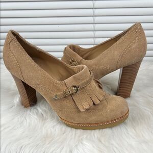DANIBLACK for Anthropologie heeled camel color suede oxfords Size 8